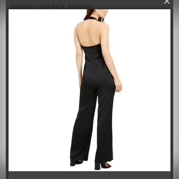 NEW 19 Cooper Black Satin Jumpsuit Halter Neck Cowl Night Out Club Large - Picture 3 of 11